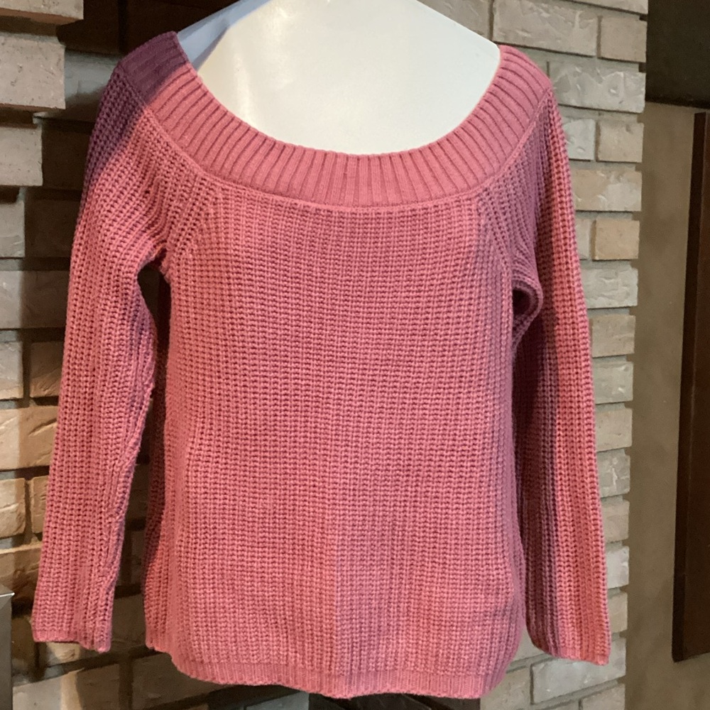 Pink off the shoulder Women's Sweater